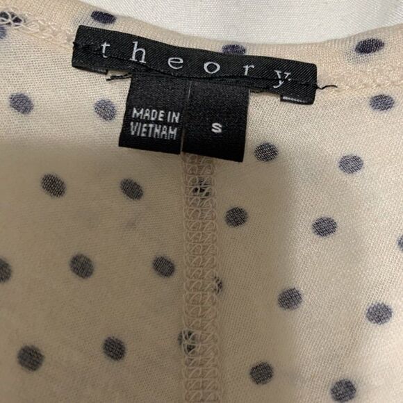 theory womens beige black polka dot tank top small - Picture 3 of 4